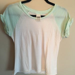 VS PINK White and Mint Tee XS